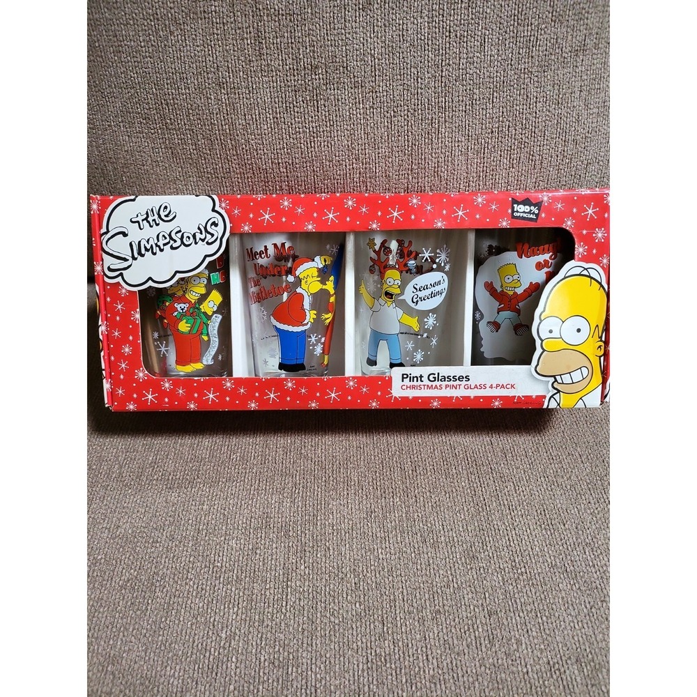 The Simpsons Glass Christmas Pint Glasses 4-pack